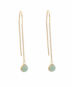 Amazonite Teardrop Threader Earrings
