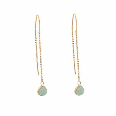 Amazonite Teardrop Threader Earrings