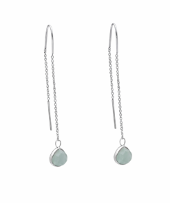 Amazonite Teardrop Threader Earrings