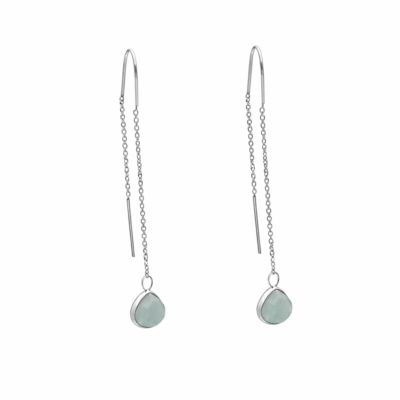 Amazonite Teardrop Threader Earrings