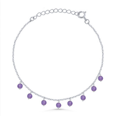 Amethyst Beaded Charm Bracelet