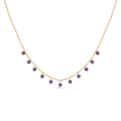 Amethyst Beaded Charm Necklace