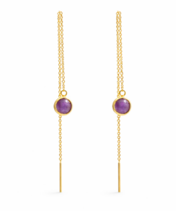 Amethyst Round Threader Earrings