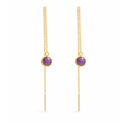 Amethyst Round Threader Earrings