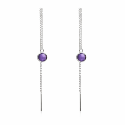 Amethyst Round Threader Earrings