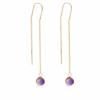 Amethyst Teardrop Threader Earrings
