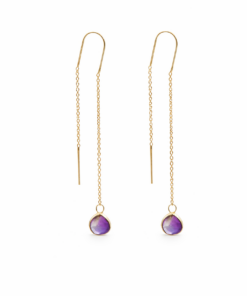Amethyst Teardrop Threader Earrings