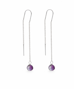 Amethyst Teardrop Threader Earrings