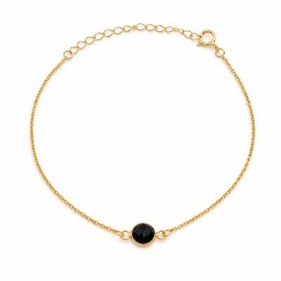 Black Spinel Single Round Bracelet
