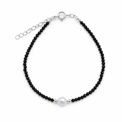 Black Spinel & Pearl Beaded Bracelet