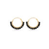 Black Spinel Beaded Hoops (Medium)