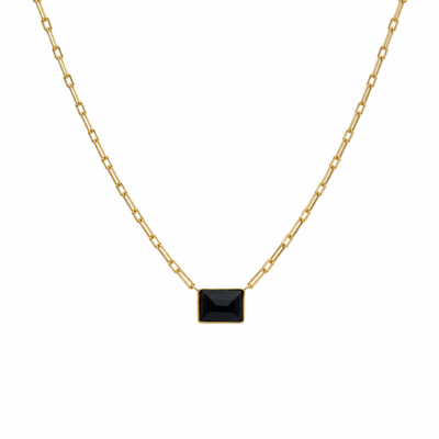 Black Spinel Paperclip Chain Necklace