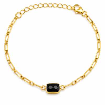 Black Spinel Paperclip Chain Bracelet