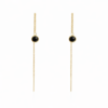 Black Spinel Round Threader Earrings