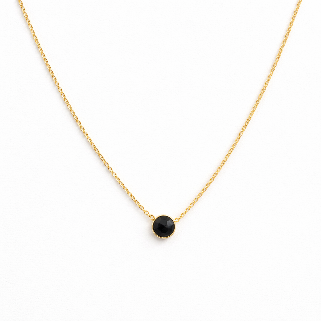 Black Spinel Single Round Necklace