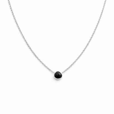 Black Spinel Single Teardrop Necklace