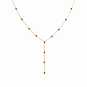 Black Spinel Station Y-Chain Necklace