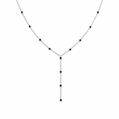 Black Spinel Station Y-Chain Necklace