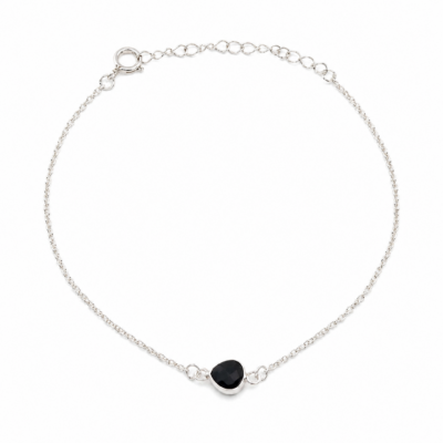 Black Spinel Single Teardrop Bracelet