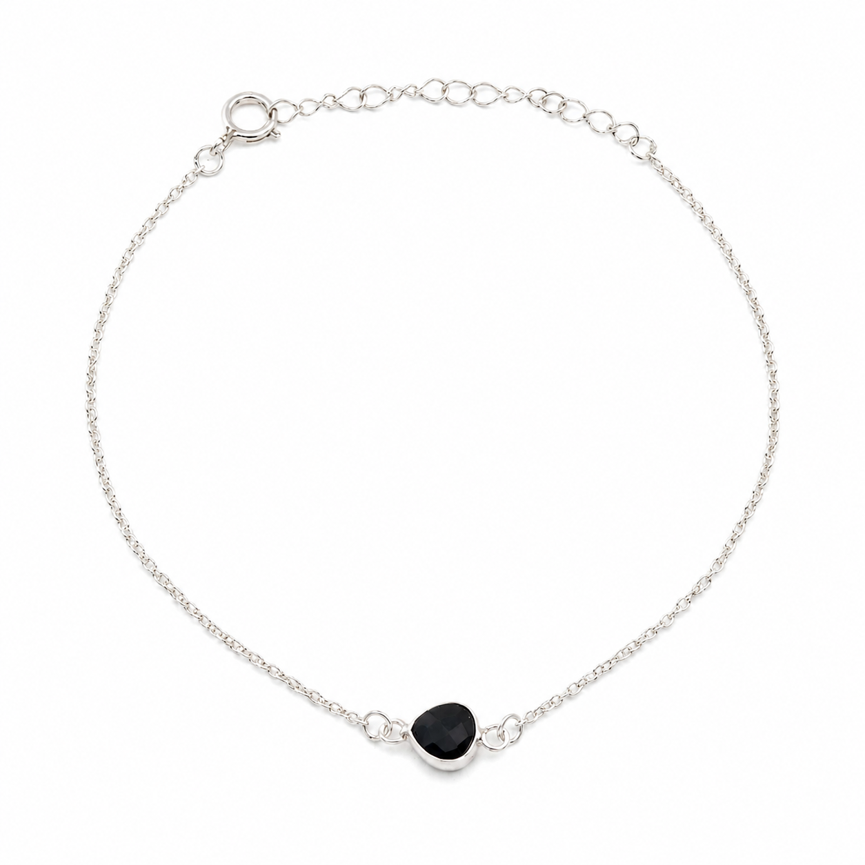 Black Spinel Single Teardrop Bracelet