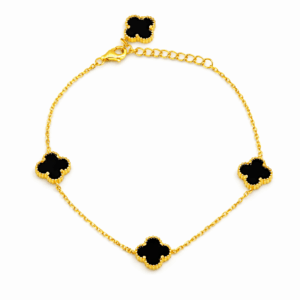 Black Agate Trio Clover Bracelet