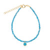 Blue Agate Beaded Bracelet with Charm