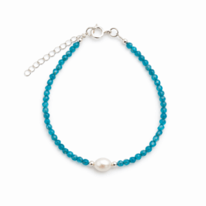 Blue Agate & Pearl Beaded Bracelet