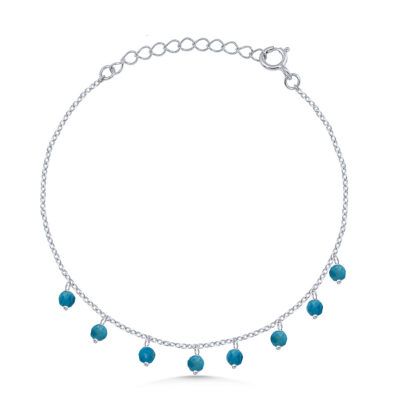 Blue Agate Beaded Charm Bracelet