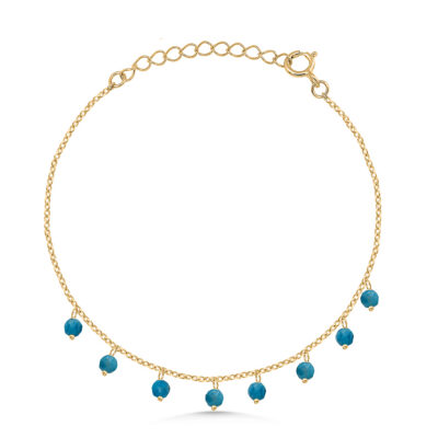 Blue Agate Beaded Charm Bracelet