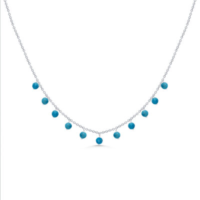 Blue Agate Beaded Charm Necklace