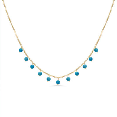Blue Agate Beaded Charm Necklace
