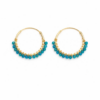 Blue Agate Beaded Hoops (Large)