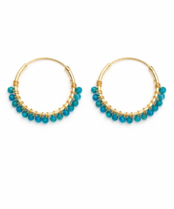 Blue Agate Beaded Hoops (Large)