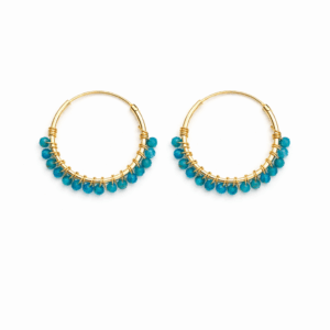 Blue Agate Beaded Hoops (Large)