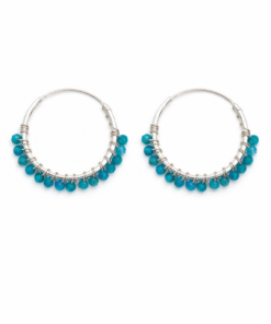 Blue Agate Beaded Hoops (Large)