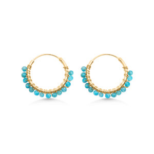 Blue Agate Beaded Hoops (Medium)