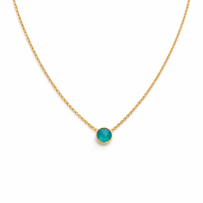 Blue Agate Single Round Necklace