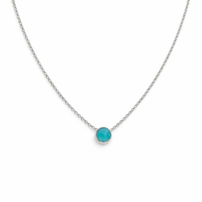 Blue Agate Single Round Necklace