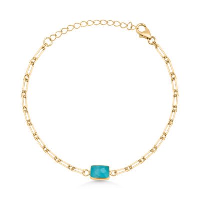 Blue Agate Paperclip Chain Bracelet