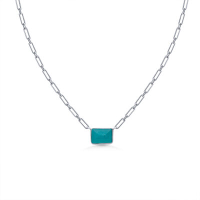 Blue Agate Paperclip Chain Necklace
