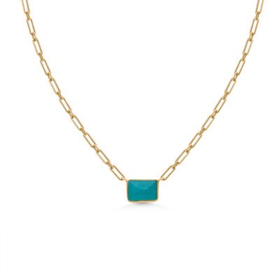 Blue Agate Paperclip Chain Necklace