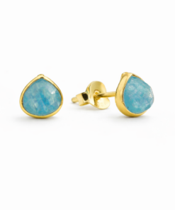 Blue Agate Teardrop Studs