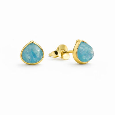 Blue Agate Teardrop Studs