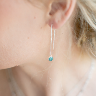 Lapis Lazuli Round Threader Earrings