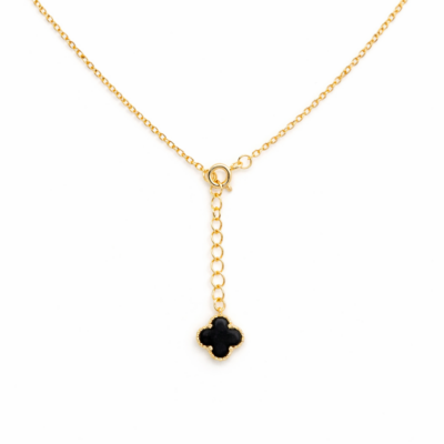 Black Agate Trio Clover Necklace