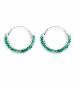 Green Onyx Beaded Hoops (Large)