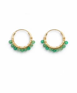 Green Onyx Beaded Hoops (Small)