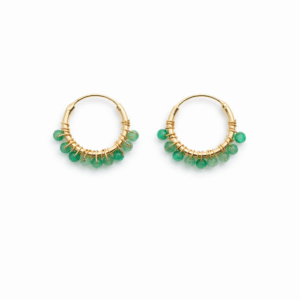 Green Onyx Beaded Hoops (Small)