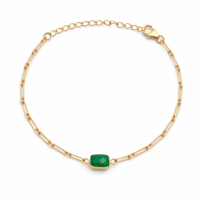 Green Onyx Paperclip Chain Bracelet
