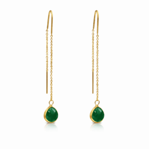 Green Onyx Teardrop Threader Earrings